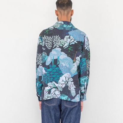 Folk LS Soft Collar Shirt - Forest Print Navy TH