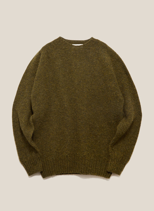 YMC Mens Suedehead Crew Knit Dark Green