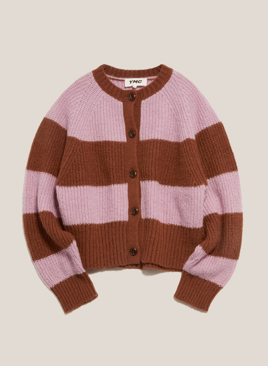 YMC Foxtail Stripe Cardigan Brown/Pink